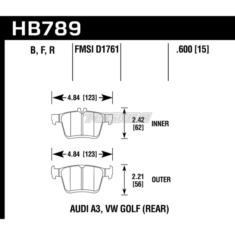 HAWK Performance HPS 5.0 High Performance Street Brake Pads Rear - HB789B.600