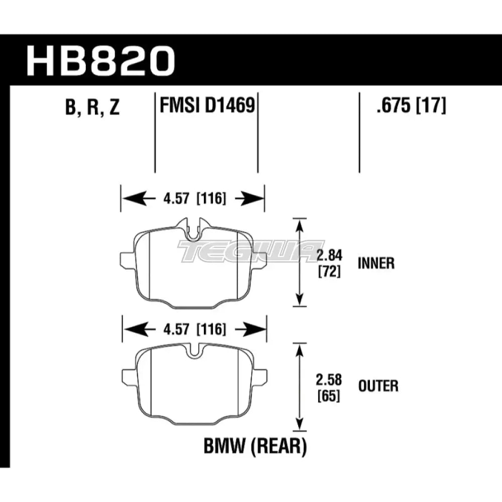 HAWK Performance HPS 5.0 High Performance Street Brake Pads Rear - HB820B.675