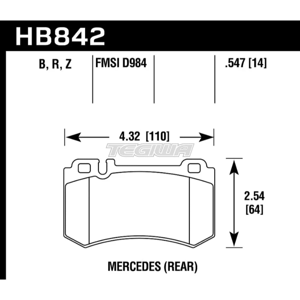 HAWK Performance HPS 5.0 High Performance Street Brake Pads Rear - HB842B.547