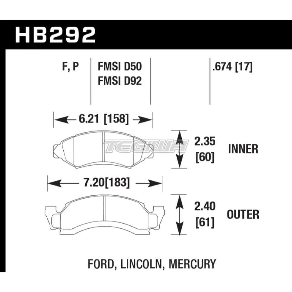 HAWK Performance HPS High Performance Street Brake Pads Front - HB292F.674