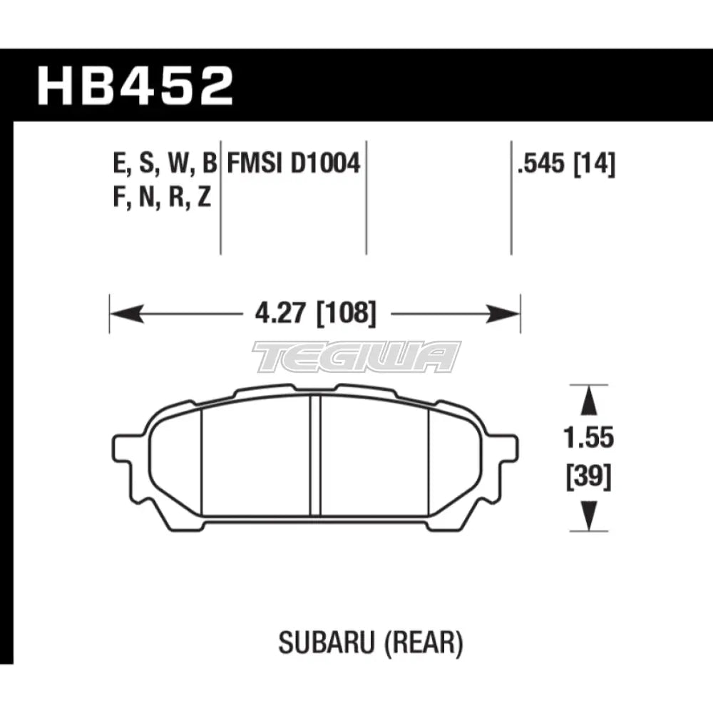 HAWK Performance HT-10 Motorsports Brake Pads Rear - HB452S.545