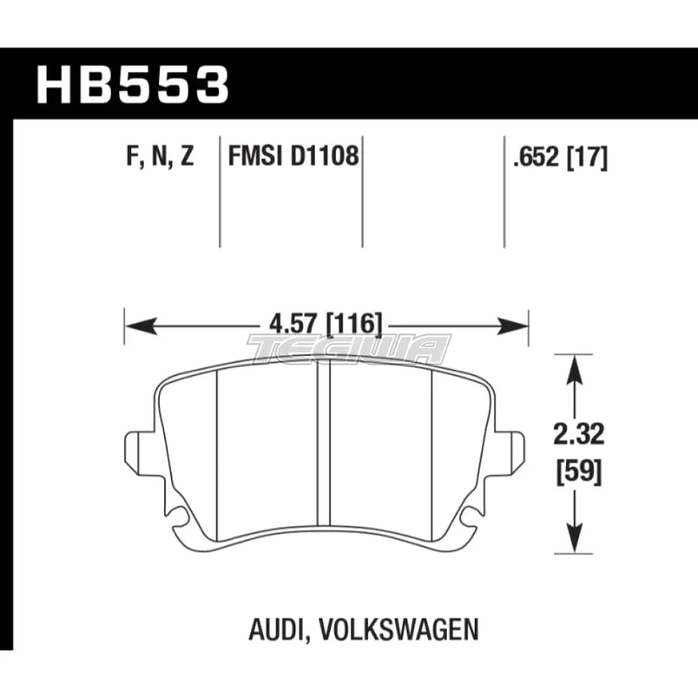 HAWK Performance PC Performance Ceramic Street Brake Pads Rear - HB553Z.652