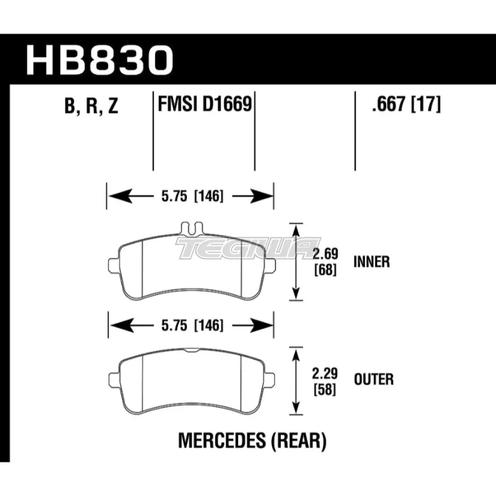 HAWK Performance PC Performance Ceramic Street Brake Pads Rear - HB830Z.667