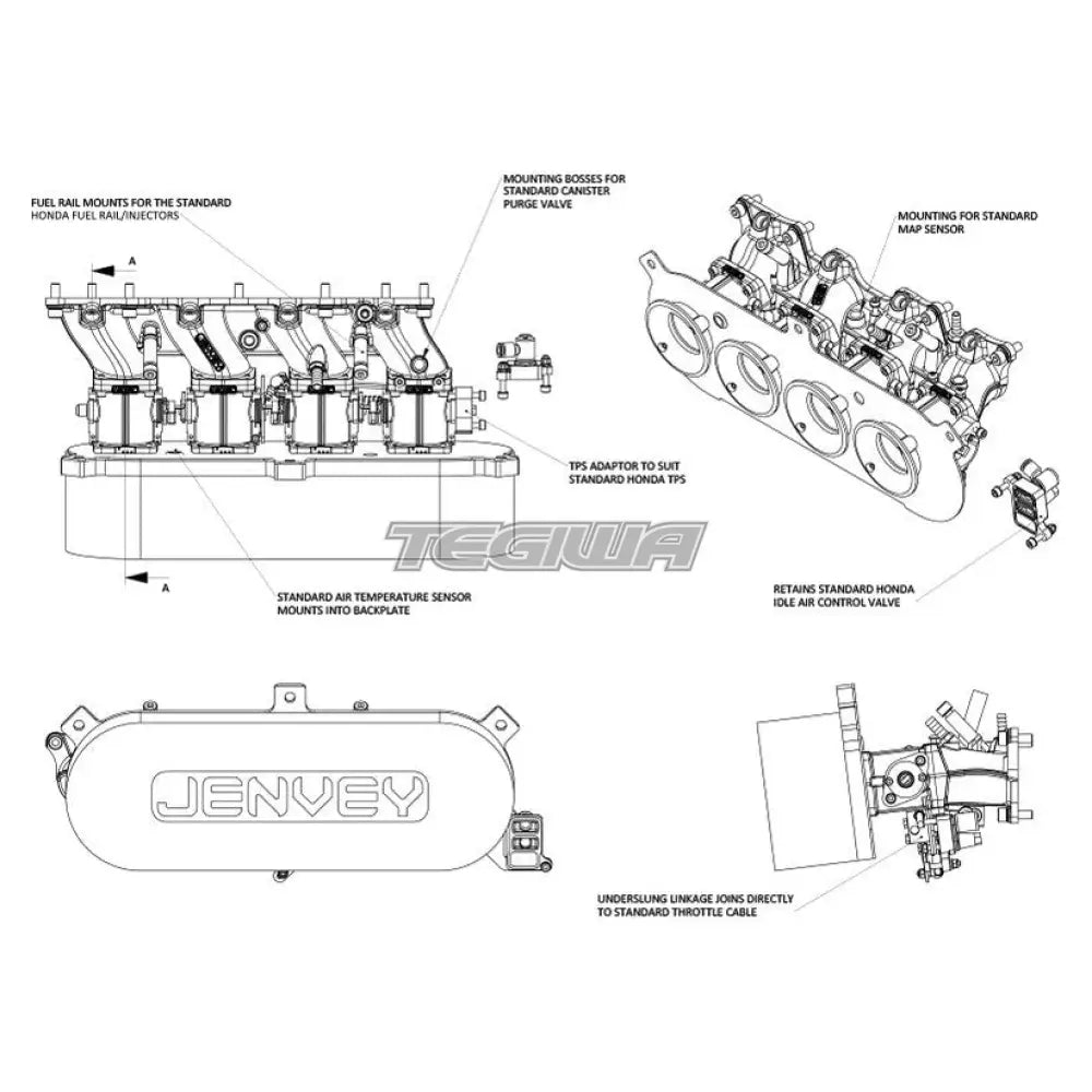 Jenvey Plug & Play ITB's Individual Throttle Bodies Honda Civic Type-R EP3 K-Series K20A2 Inc K-Swap