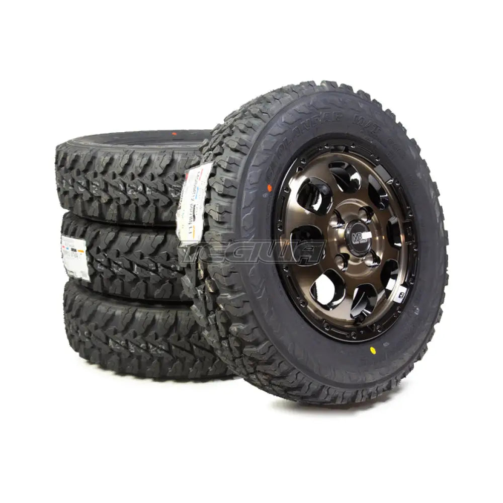 Mad Cross Grace BRC/BK 4x100 12x4 ET43 Alloy Wheel x Yokohama Geolandar M/T Tyres 145/80/12 (Set of 4) Kei Truck Van