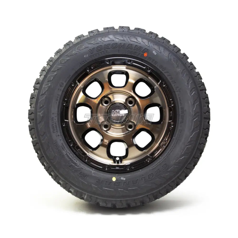 Mad Cross Grace BRC/BK 4x100 12x4 ET43 Alloy Wheel x Yokohama Geolandar M/T Tyres 145/80/12 (Set of 4) Kei Truck Van