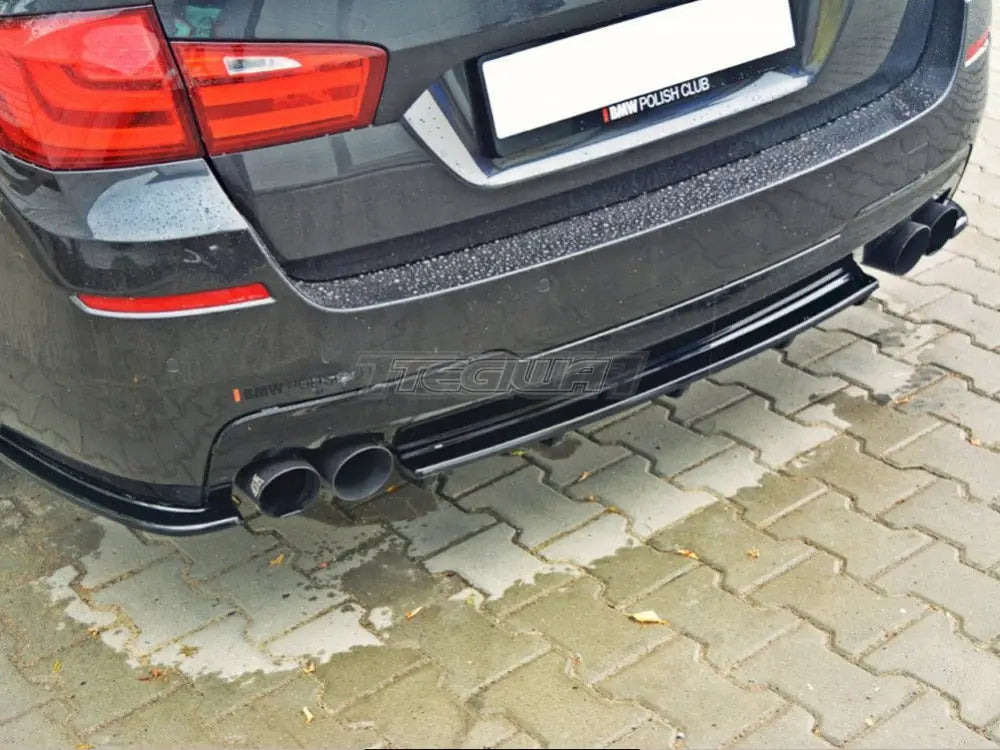 Maxton Design Central Rear Splitter BMW 5-Series F11 M-pack Fits TWO Double Exhaust Ends