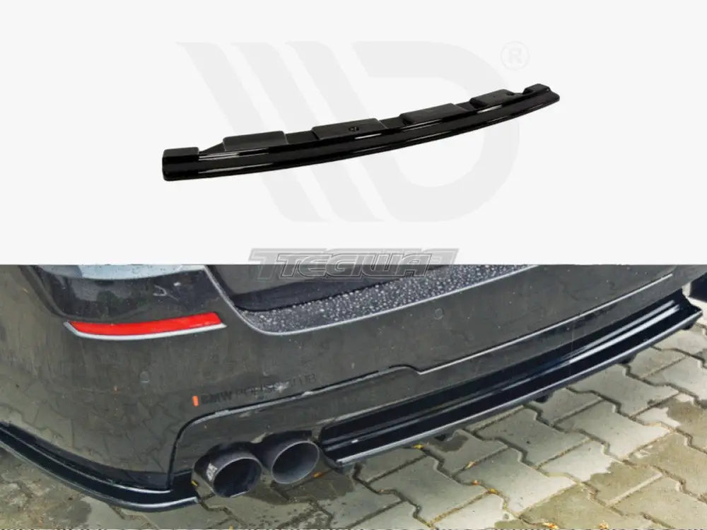 Maxton Design Central Rear Splitter BMW 5-Series F11 M-pack - Without Vertical BARS Fits TWO Double Exhaust Ends