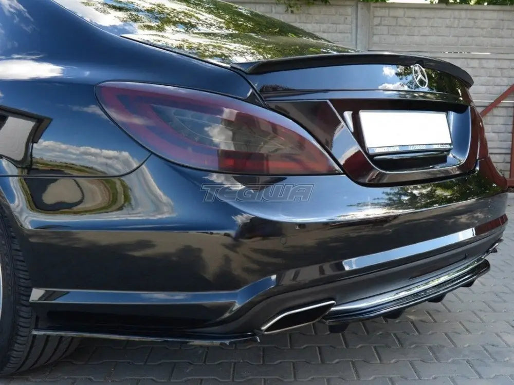 Maxton Design Central Rear Splitter Mercedes CLS C218 Amg-line With A Vertical BAR 11-14