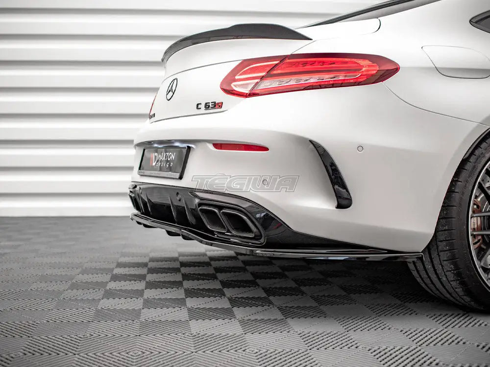 Maxton Design Central Rear Splitter Vertical Bars Mercedes-amg C 63AMG Coupe C205 Facelift 18-21