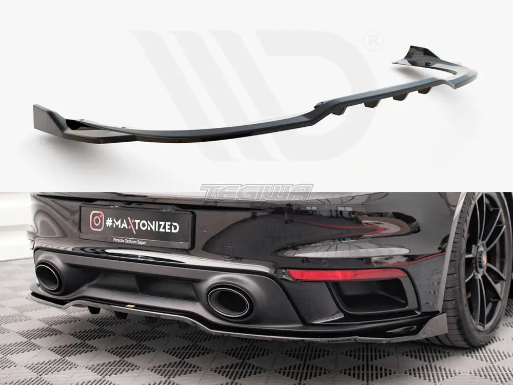 Maxton Design Central Rear Splitter Vertical Bars Porsche 911 Turbo S 992