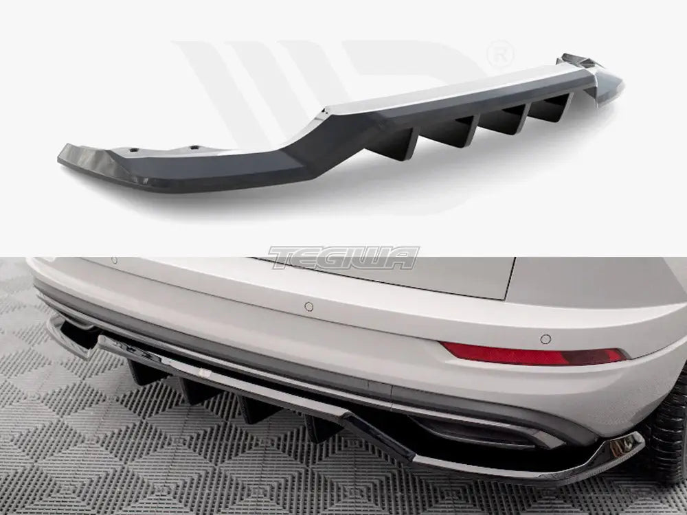 Maxton Design Central Rear Splitter Vertical Bars Skoda Karoq Sportline Mk1 Facelift