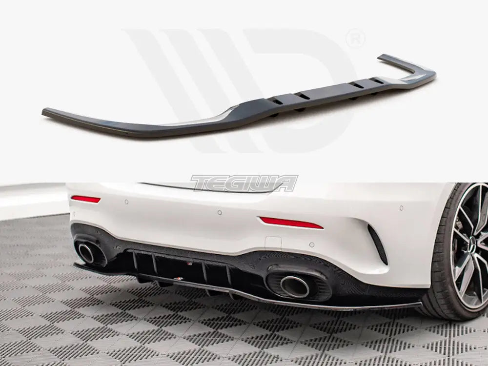 Maxton Design Central Rear Splitter Vertical Bars V.1 Mercedes A35 AMG Sedan V177 2018-