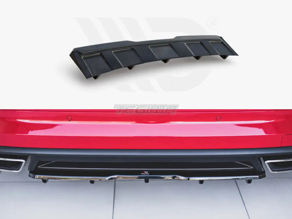 Maxton Design Central Rear Splitter W Vertical Bars Skoda Kodiaq VRS 2019-