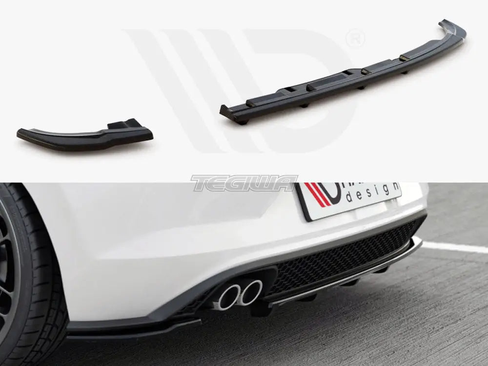 Maxton Design Central Rear Splitter W Vertical Bars Volkswagen Polo MK6 GTI 17-21