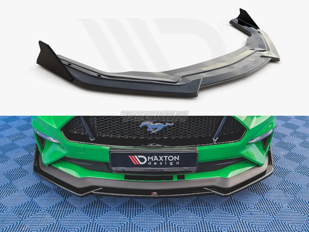 Maxton Design Front Splitter + Flaps V1 Ford Mustang GT MK6 Facelift 2017-