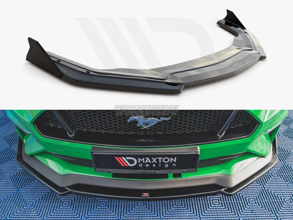 Maxton Design Front Splitter + Flaps V2 Ford Mustang GT MK6 Facelift 2017-