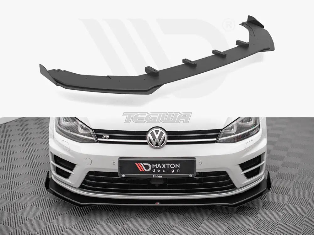 Maxton Design Street PRO Front Splitter V.1 +flaps Volkswagen Golf R MK7 13-16