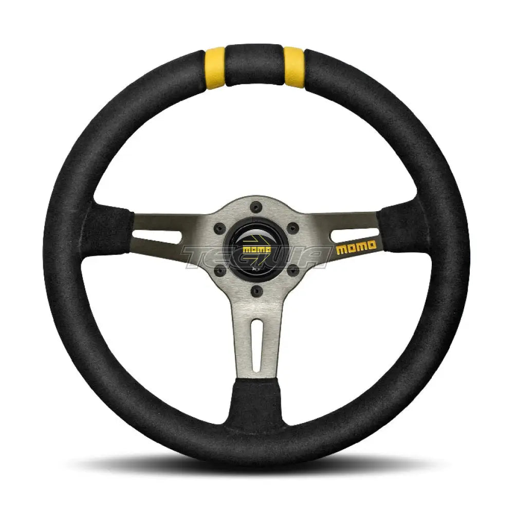 Momo Drifting - Black Suede Yellow 330Mm Steering Wheels And Accessories