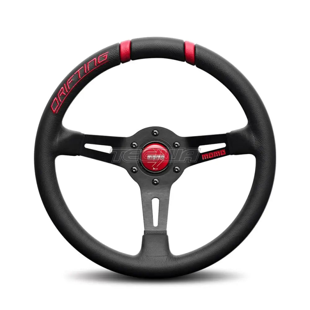 Momo Drifting Steering Wheel 330Mm - 350Mm Black Lth Red Inserts 90Mm Dish Wheels And Accessories