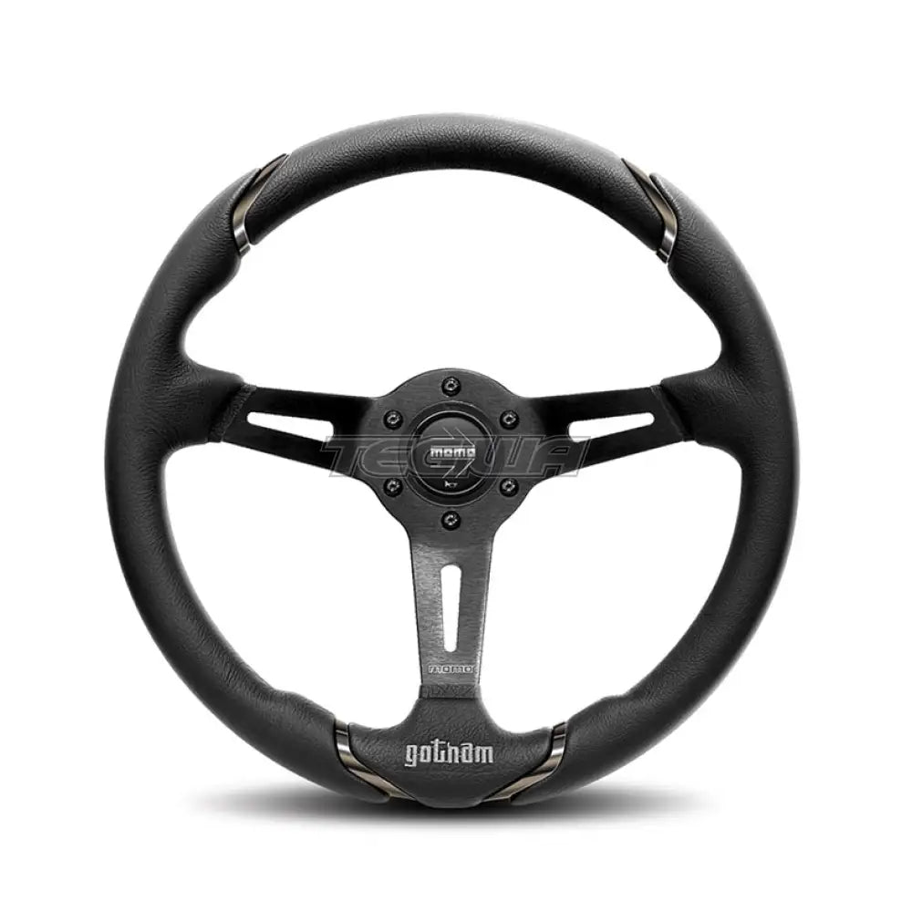 Momo Gotham - Black Leather 350Mm 90Mm Dish* Steering Wheels And Accessories