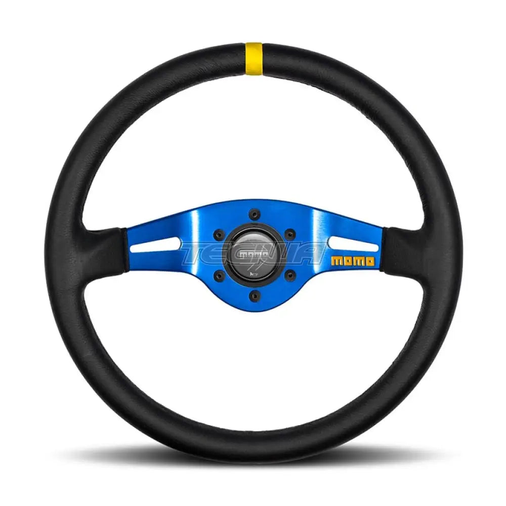 Momo Model 03 - Steering Wheel 350Mm Blue Spoke/Black Leather Wheels And Accessories