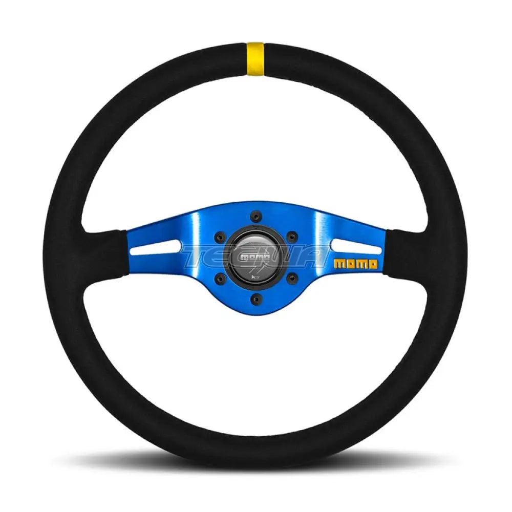 Momo Model 03 - Steering Wheel 350Mm Blue Spoke/Black Suede Wheels And Accessories