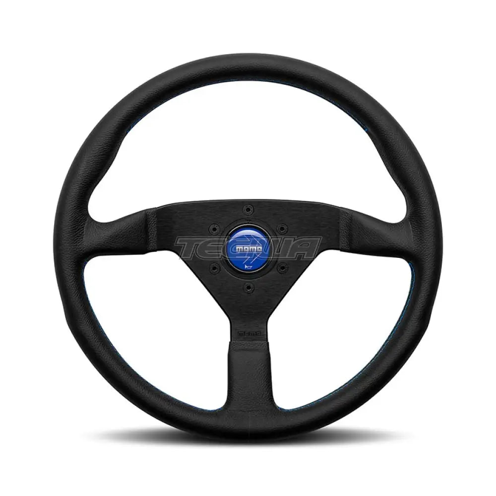 Momo Montecarlo Steering Wheel 320Mm - 350Mm Black Leather/Blue Stitch & Wheels And Accessories