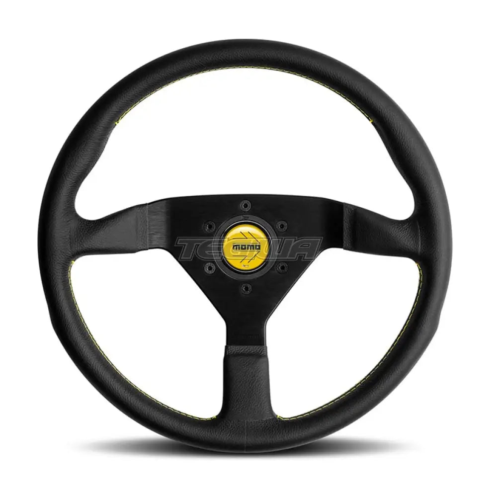 Momo Montecarlo Steering Wheel 320Mm - 350Mm Black Leather/Yellow Stitch & Wheels And Accessories