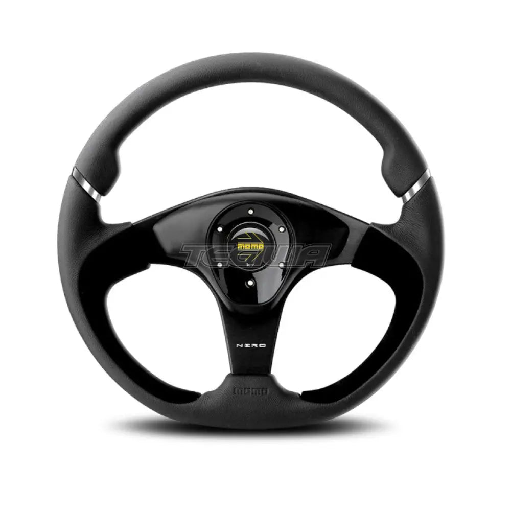 Momo Nero - Black Leather/Suede 350Mm Steering Wheels And Accessories