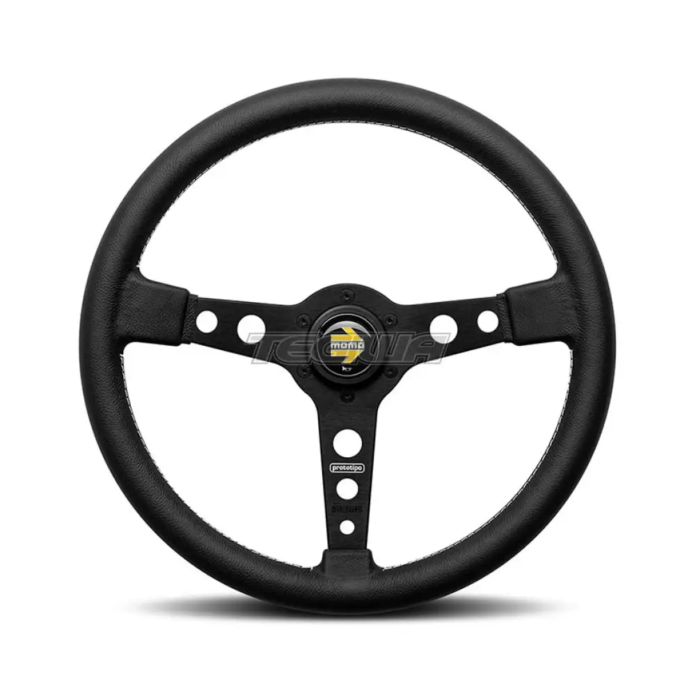 Momo Prototipo Steering Wheel 320Mm-370Mm Black Spoke/Black Leather 370Mm Wheels And Accessories