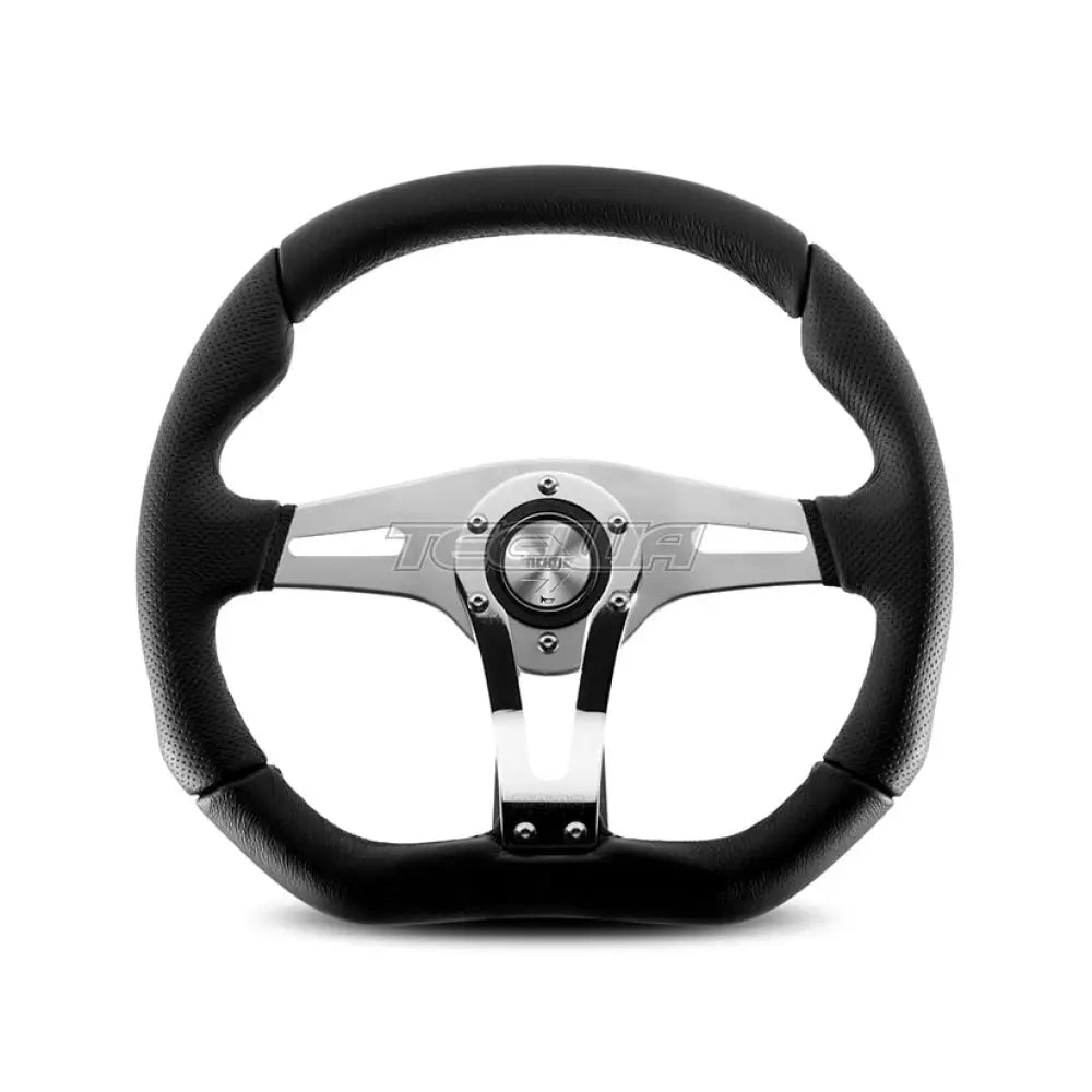 Momo Trek R - Chrome/Black Leather 350Mm Steering Wheel Wheels And Accessories