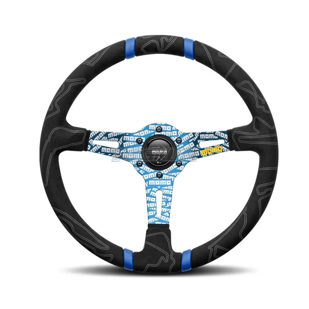 Momo Ultra Steering Wheel 350Mm Black Alcantara/Blue Insert Wheels And Accessories