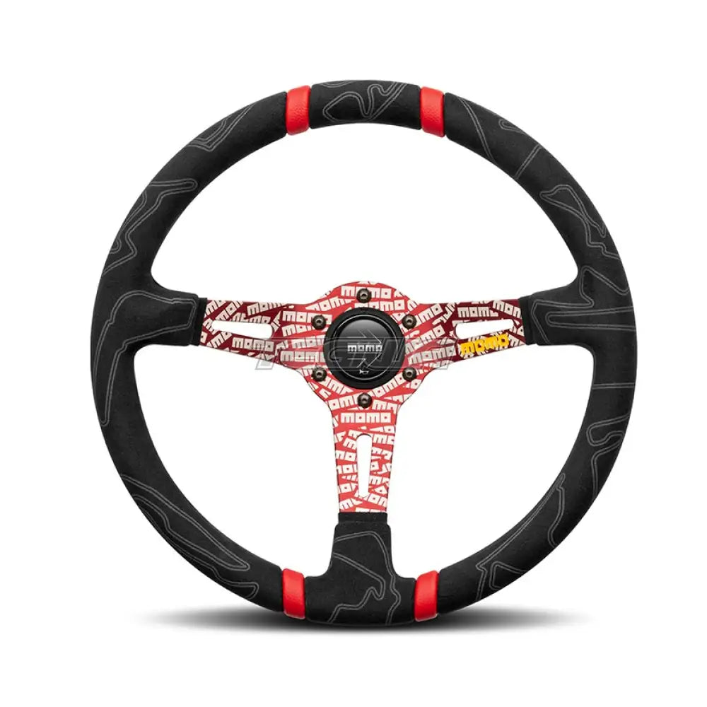 Momo Ultra Steering Wheel 350Mm Black Alcantara/Red Insert Wheels And Accessories