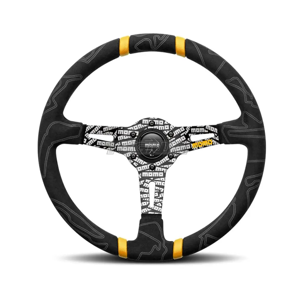 Momo Ultra Steering Wheel 350Mm Black Alcantara/Yellow Insert Wheels And Accessories