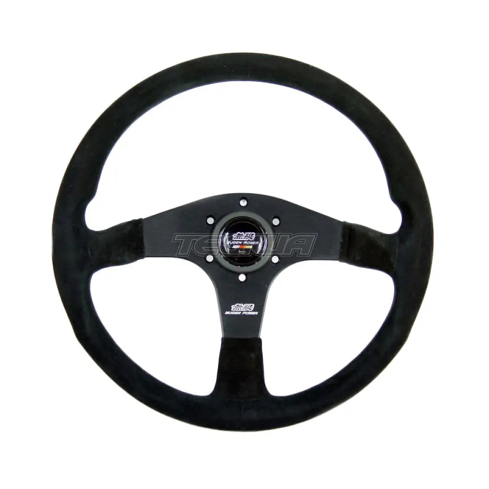 Mugen III 350mm Racing Steering Wheel Black Suede Red Stitching