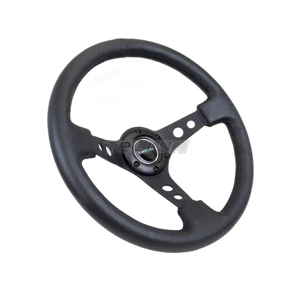 NRG 350mm 3" Deep Dish Steering Wheel Black Leather