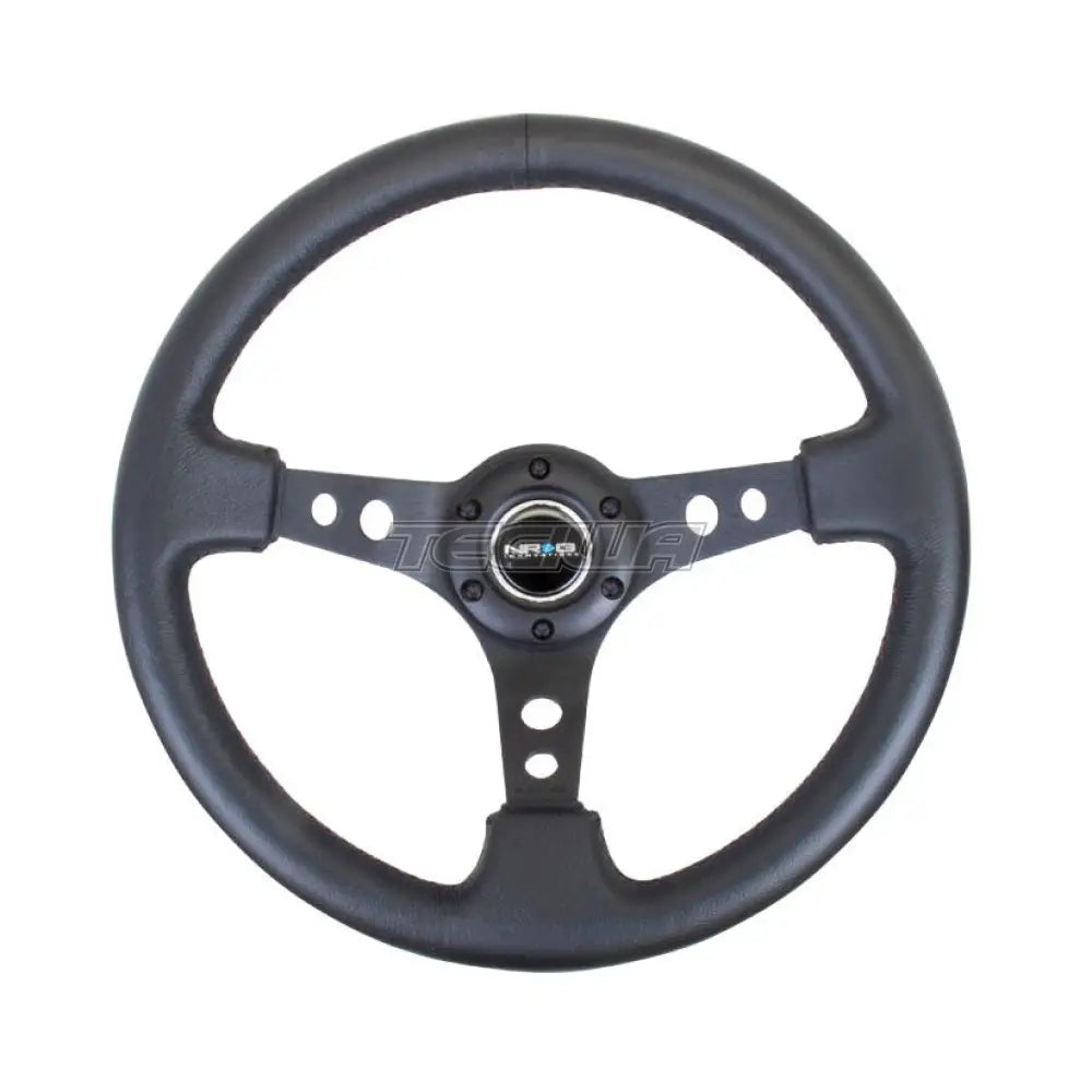 NRG 350mm 3" Deep Dish Steering Wheel Black Leather