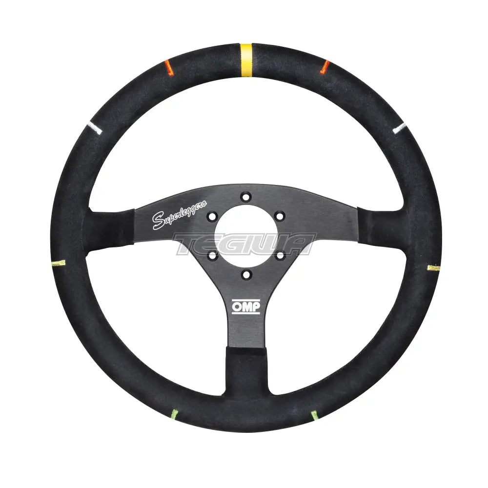 Omp 350Mm Aluminium Colored Steering Angle Flat Wheel Black Wheels And Accessories