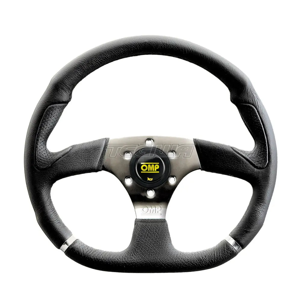 Omp Cromo 3-Spoke Steel With Horn Button Steering Wheel Black Wheels And Accessories