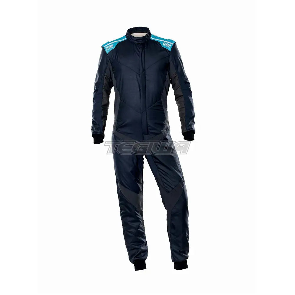 Omp One Evo-X Overall Fia 8856-2018 Navy Blue / Grey Cyan Eu Size 46 Suits