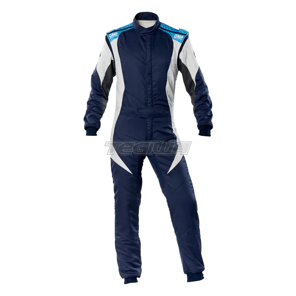 Omp First Evo Overall Fia 8856-2018 Navy Blue / Cyan Eu Size 42 Suits