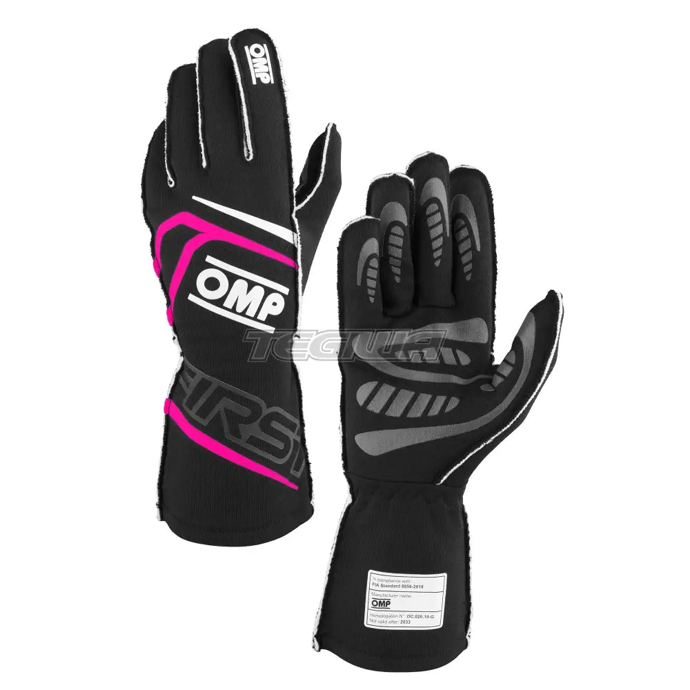 Omp First Gloves Fia 8856-2018 Black / Fuchsia L