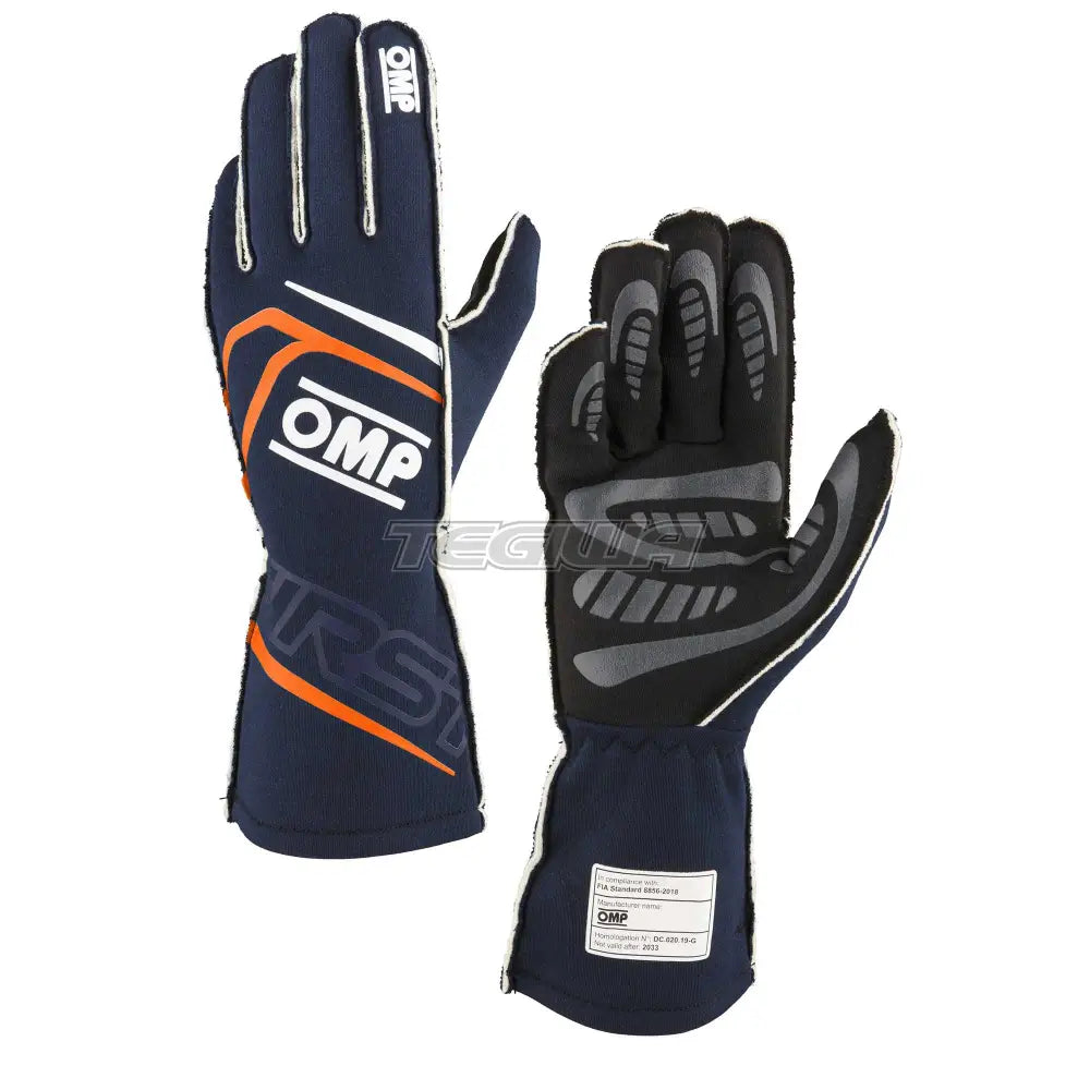 Omp First Gloves Fia 8856-2018 Navy Blue / Fluorescent Orange L