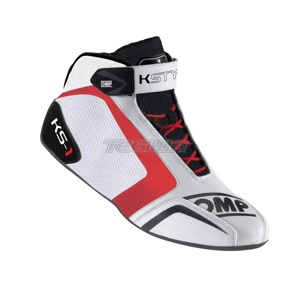 Omp Ks-1 Kart Shoes White / Black Red Eu Size 32 Boots