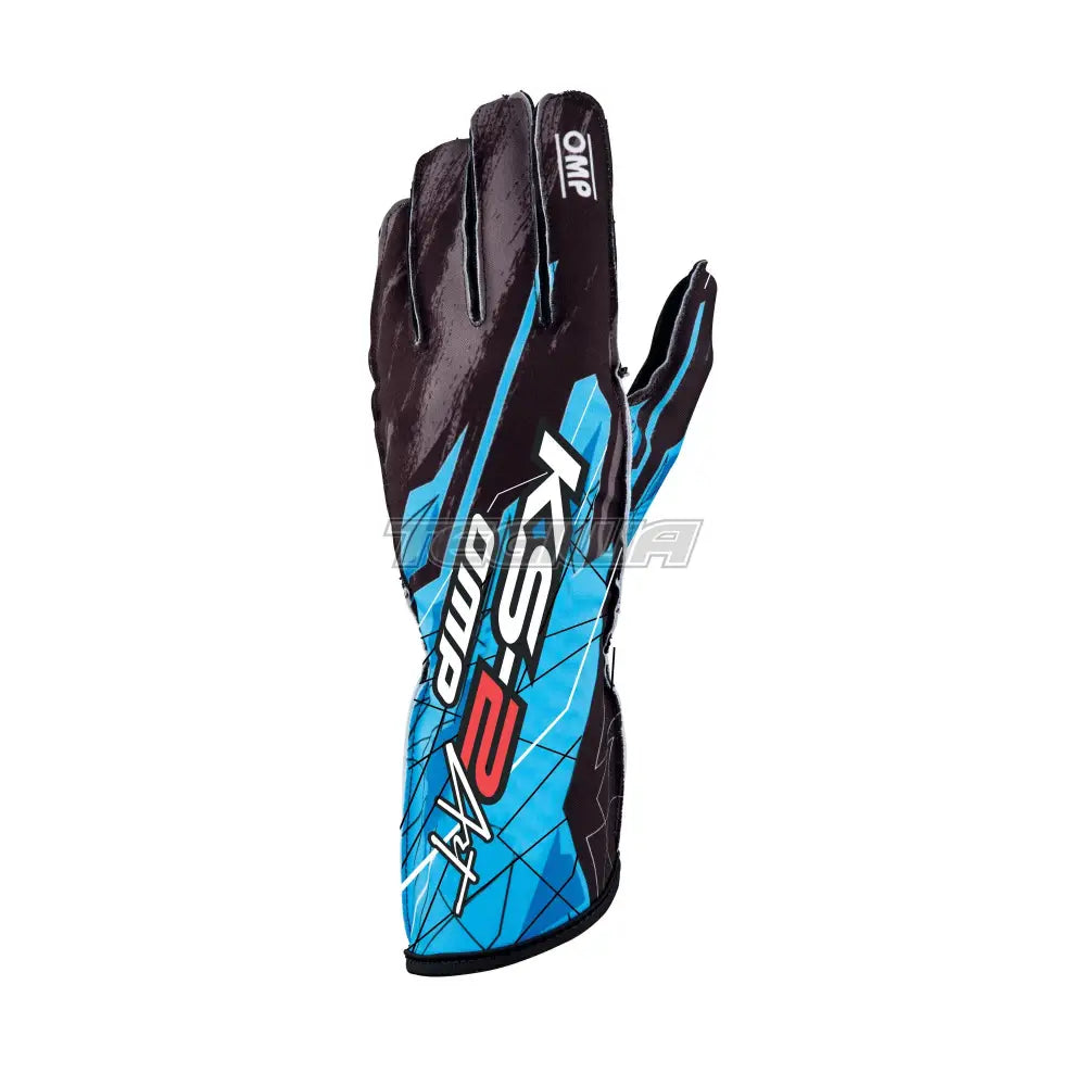 Omp Ks-2 Art Kart Gloves Black / Fluorescent Cyan 4 Kids