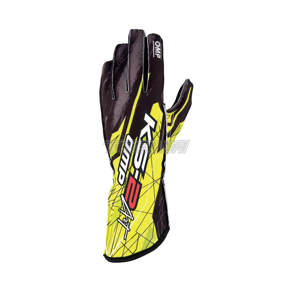 Omp Ks-2 Art Kart Gloves Black / Fluorescent Yellow 4 Kids