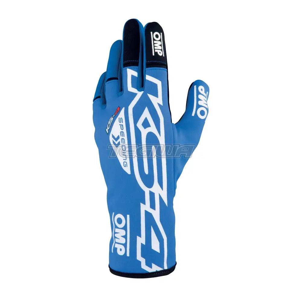 Omp Ks-4 Kart Gloves Blue / White Eu Size 4