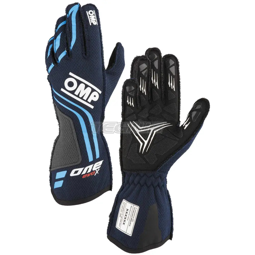 Omp One Evo-X My24 Gloves Fia 8856-2018 Navy Blue / Cyan L