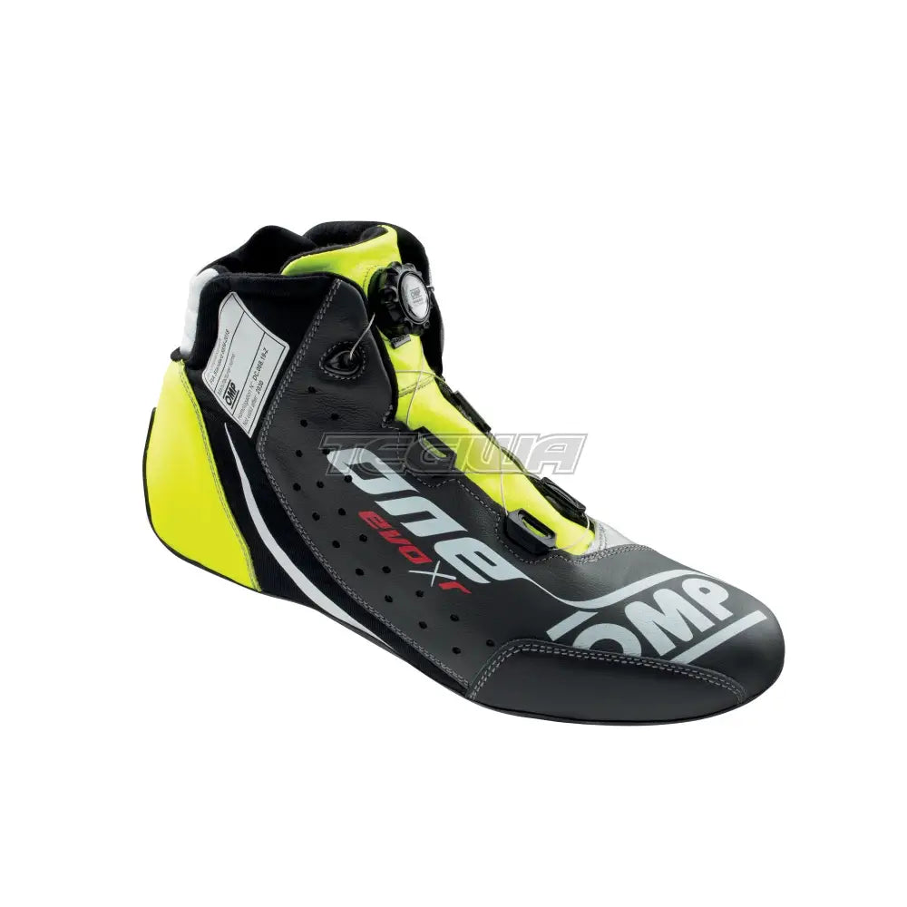 Omp One Evo-X R Shoes Fia 8856-2018 Black / Silver Fluorescent Yellow Eu Size 37 Boots